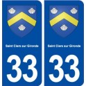 33 Saint Ciers surGironde blason ville autocollant plaque stickers