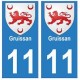 11 Gruissan ville autocollant plaque