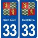 33 Saint Savin blason ville autocollant plaque stickers