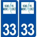 33 Vendays Montalivet logotipo de la ciudad de etiqueta, placa de la etiqueta engomada