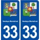 33 Vendays Montalivet blason ville autocollant plaque stickers