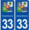 33 Vendays Montalivet blason ville autocollant plaque stickers
