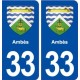 33 Ambès blason ville autocollant plaque stickers
