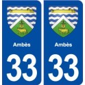 33 Ambès blason ville autocollant plaque stickers