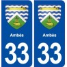 33 Ambès blason ville autocollant plaque stickers