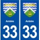 33 Ambès blason ville autocollant plaque stickers