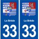33 La Brède blason ville autocollant plaque stickers