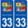 33 Carignan de Bordeaux blason ville autocollant plaque stickers