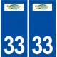 33 Carignan de Bordeaux logo ville autocollant plaque stickers