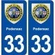 33 Podensac blason ville autocollant plaque stickers