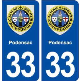 33 Podensac blason ville autocollant plaque stickers