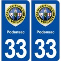 33 Podensac blason ville autocollant plaque stickers