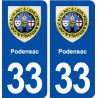 33 Podensac blason ville autocollant plaque stickers