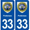 33 Podensac blason ville autocollant plaque stickers