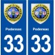 33 Podensac blason ville autocollant plaque stickers