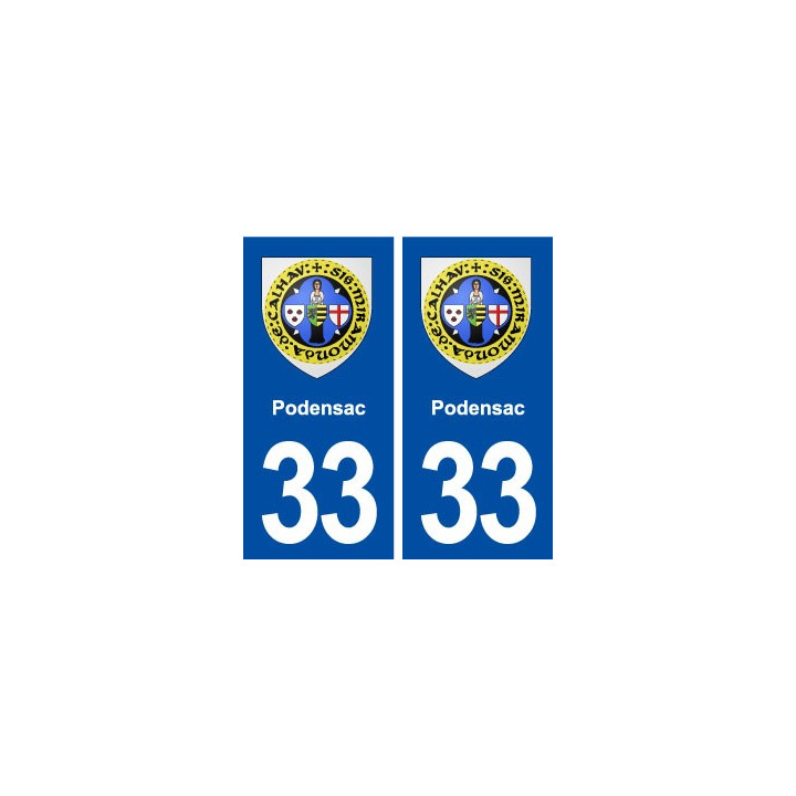 33 Podensac blason ville autocollant plaque stickers