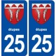 25 Étupes blason autocollant plaque stickers