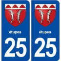 25 Étupes blason autocollant plaque stickers