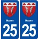25 Étupes blason autocollant plaque stickers