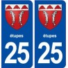 25 Étupes blason autocollant plaque stickers