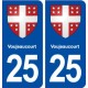 25 Voujeaucourt blason autocollant plaque stickers