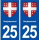25 Voujeaucourt blason autocollant plaque stickers