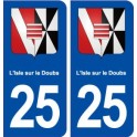 25 L'Isle sur le Doubs blason autocollant plaque stickers