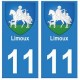 11 Limoux ville autocollant plaque