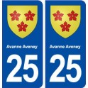 25 Avanne Aveney blason autocollant plaque stickers