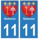 11 Narbonne ville autocollant plaque