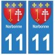 11 Narbonne ville autocollant plaque