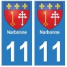11 Narbonne ville autocollant plaque