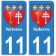 11 Narbonne ville autocollant plaque