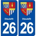 26 Dieulefit stemma adesivo piastra adesivi città