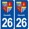 26 Dieulefit blason autocollant plaque stickers ville