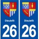 26 de Dieulefit escudo de armas de la etiqueta engomada de la placa de pegatinas de la ciudad