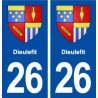 26 Dieulefit blason autocollant plaque stickers ville