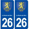26 La Roche de Glun blason autocollant plaque stickers ville