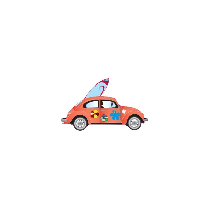 Voiture coccinelle surf logo autocollant adhésif