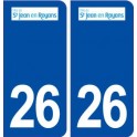 26 de Saint Jean en Royans logotipo de la etiqueta engomada de la placa de pegatinas de la ciudad