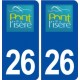 26 Pont de l'Isère logo autocollant plaque stickers ville