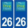 26 Pont de l'Isère logo autocollant plaque stickers ville