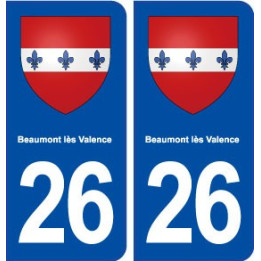26 Beaumont lès Valence blason autocollant plaque stickers ville