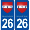 26 Beaumont lès Valence blason autocollant plaque stickers ville