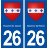 26 Beaumont lès Valence coat of arms sticker plate stickers city