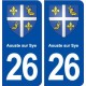 26 Aouste sur Sye blason autocollant plaque stickers ville