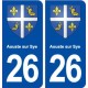 26 Aouste sur Sye blason autocollant plaque stickers ville