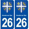 26 Aouste sur Sye blason autocollant plaque stickers ville