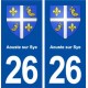 26 Aouste sur Sye blason autocollant plaque stickers ville