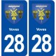 28 Voves blason autocollant plaque stickers ville